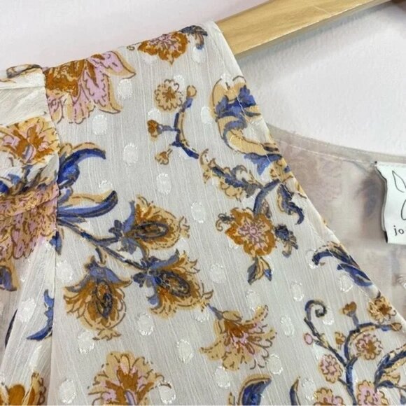 Joie Cream Floral Print Splice Front Blouse Top Size S - Picture 4 of 11